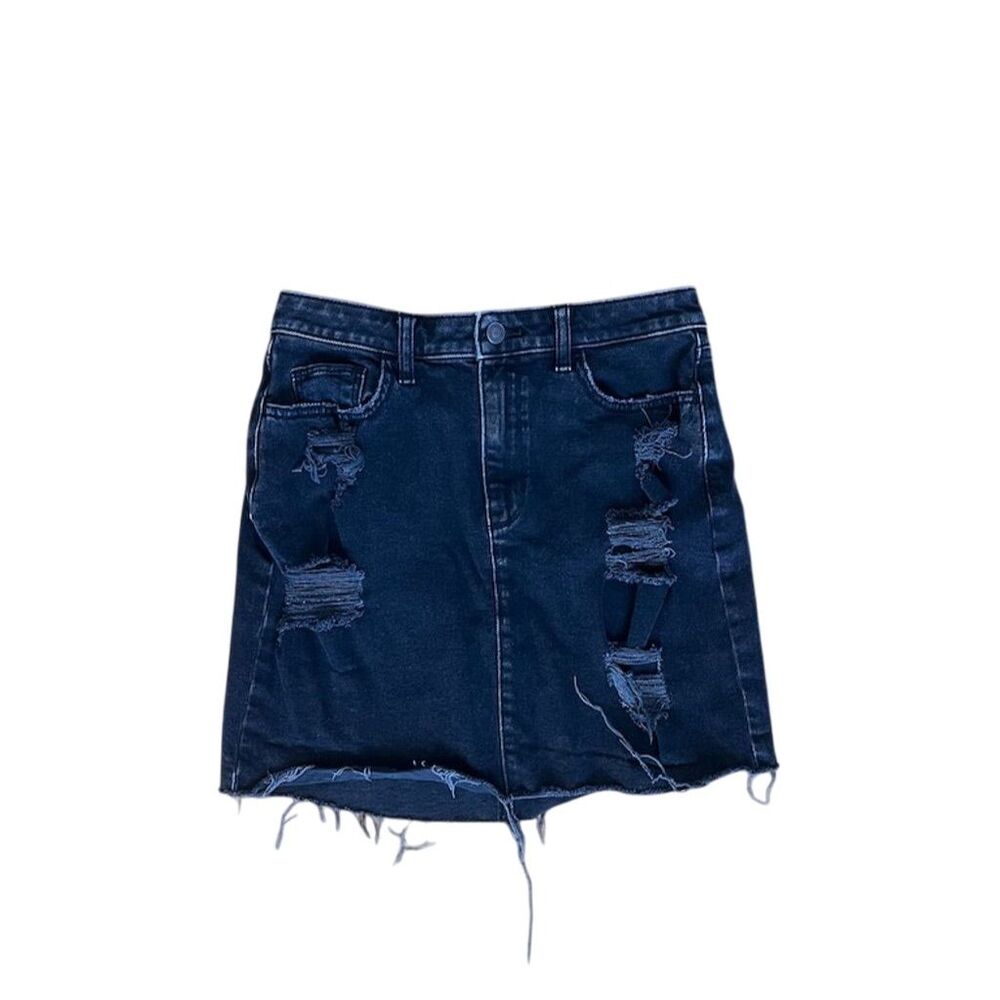 [hollister] ultra high-rise distressed denim skirt